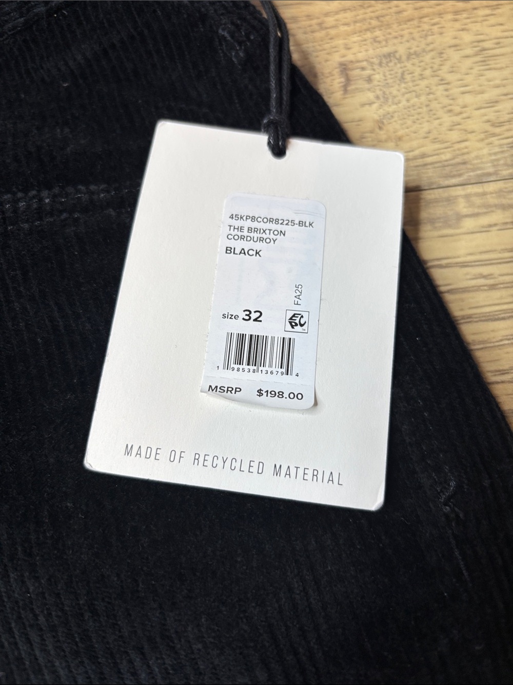 Men’s Joe’s The Brixton Black Slim Straight Corduroy Pants Size 32x32 - Picture 2 of 9